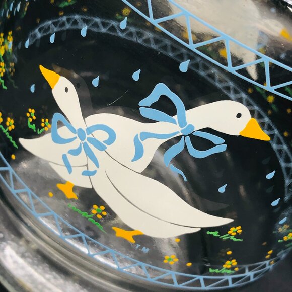 Vintage 1987 Anchor Hocking Blue Ribbon Goose Carafe: Farmhouse Glass Jug - Picture 3 of 11